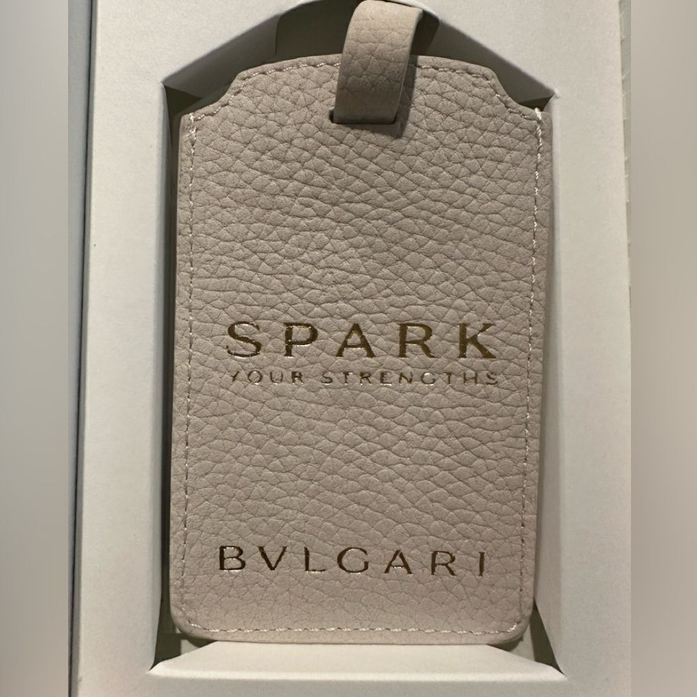 Bulgari leather luggage tag